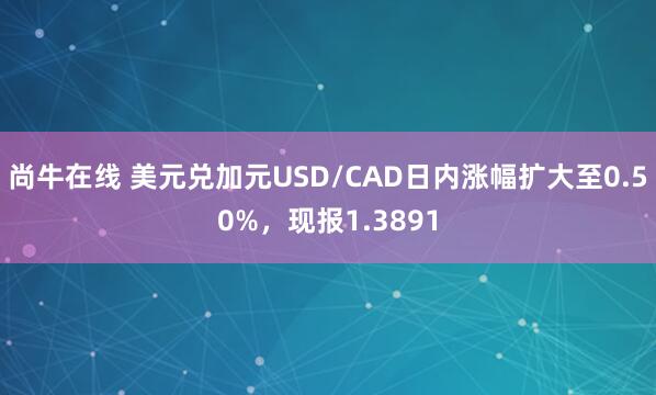 尚牛在线 美元兑加元USD/CAD日内涨幅扩大至0.50%，现报1.3891