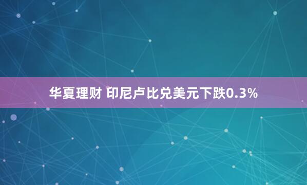华夏理财 印尼卢比兑美元下跌0.3%