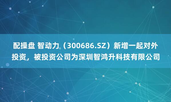 配操盘 智动力（300686.SZ）新增一起对外投资，被投资公司为深圳智鸿升科技有限公司