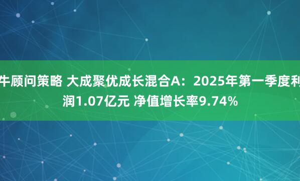 牛顾问策略 大成聚优成长混合A：2025年第一季度利润1.07亿元 净值增长率9.74%
